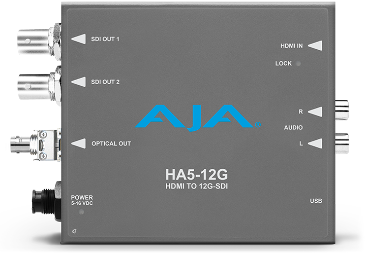 AJA HA5-12G-T-ST HDMI 2.0 to 12G-SDI Conversion with ST Fiber Transmitter