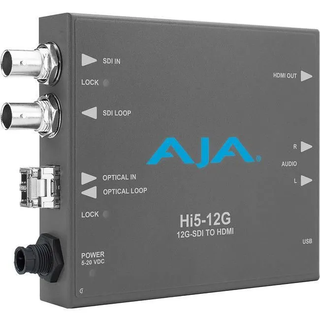 AJA HI5-12G-R-R0 12G-SDI to HDMI 2.0 Conversion with Fiber Receiver